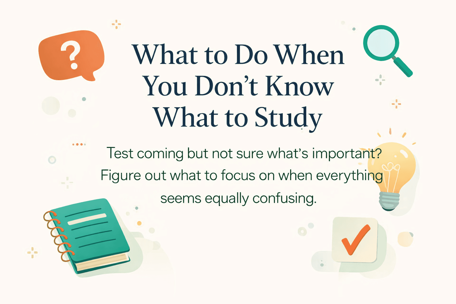 What to Do When You Don't Know What to Study, minimalist abstract background with soft shapes and study-related icons