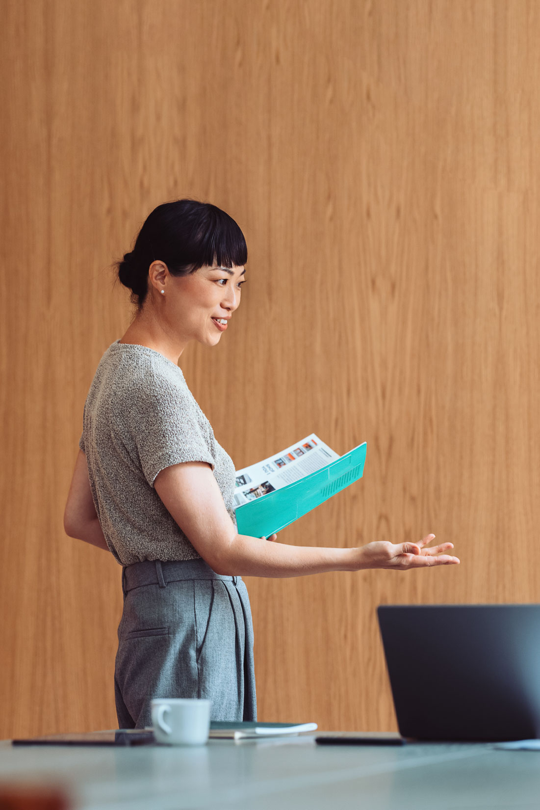 J1 visa lawyer presenting with documents in office