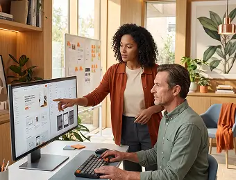Design team collaborating on interface design