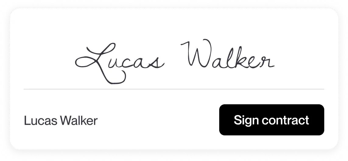 A signature field, in which the talent signed digitalls. At the bottom a button "Sign contract"