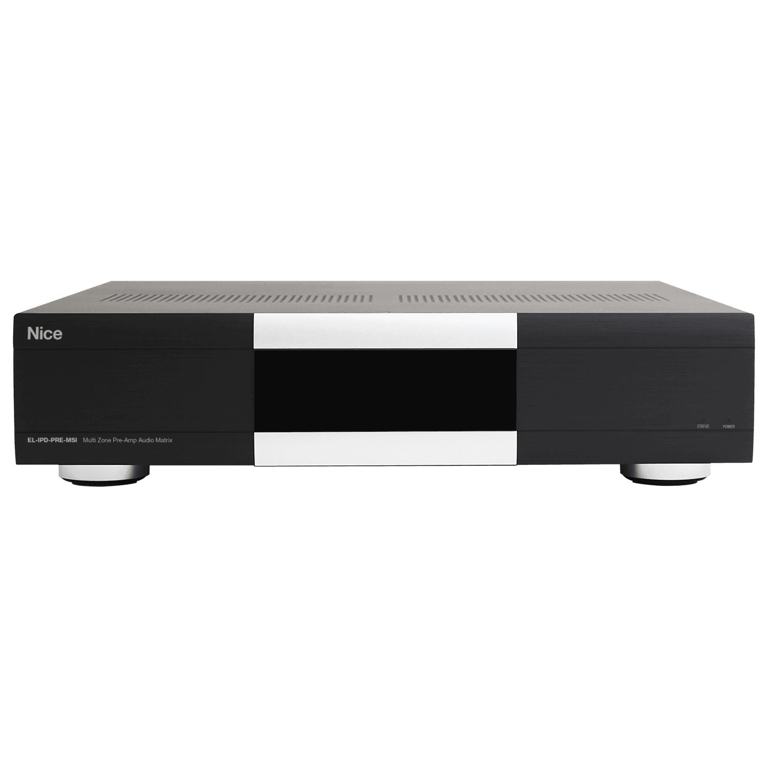 Black audio matrix with silver accents