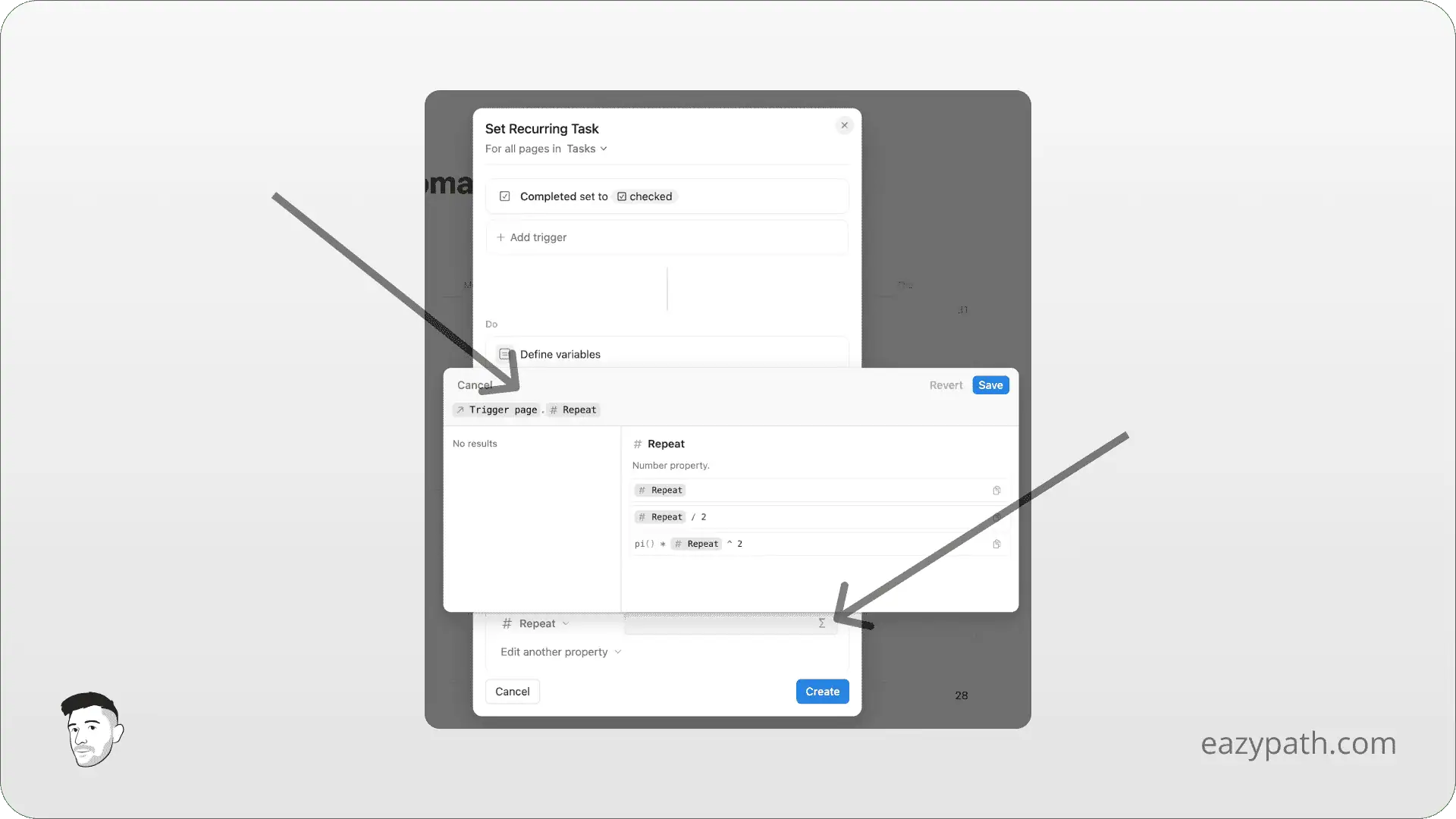 Specific Uses Cases of Notion Database Automations - Create Recurring Tasks - Action Add Page Repeat