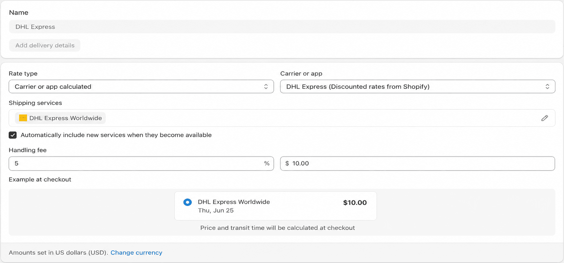 Shipping methods for shopify