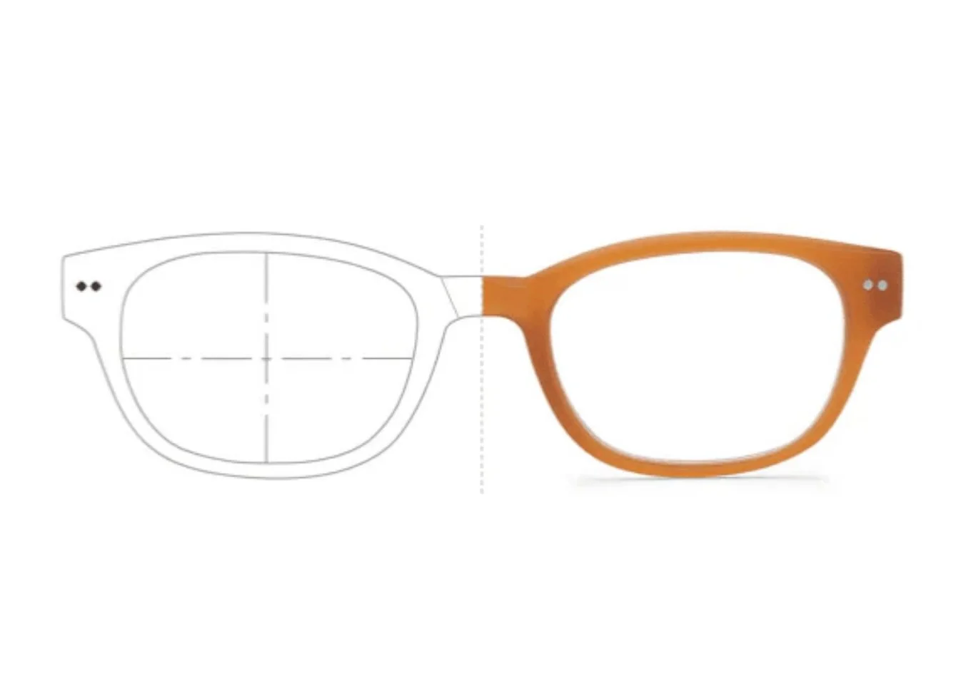 A LOOK Optic frame beside its technical drawing