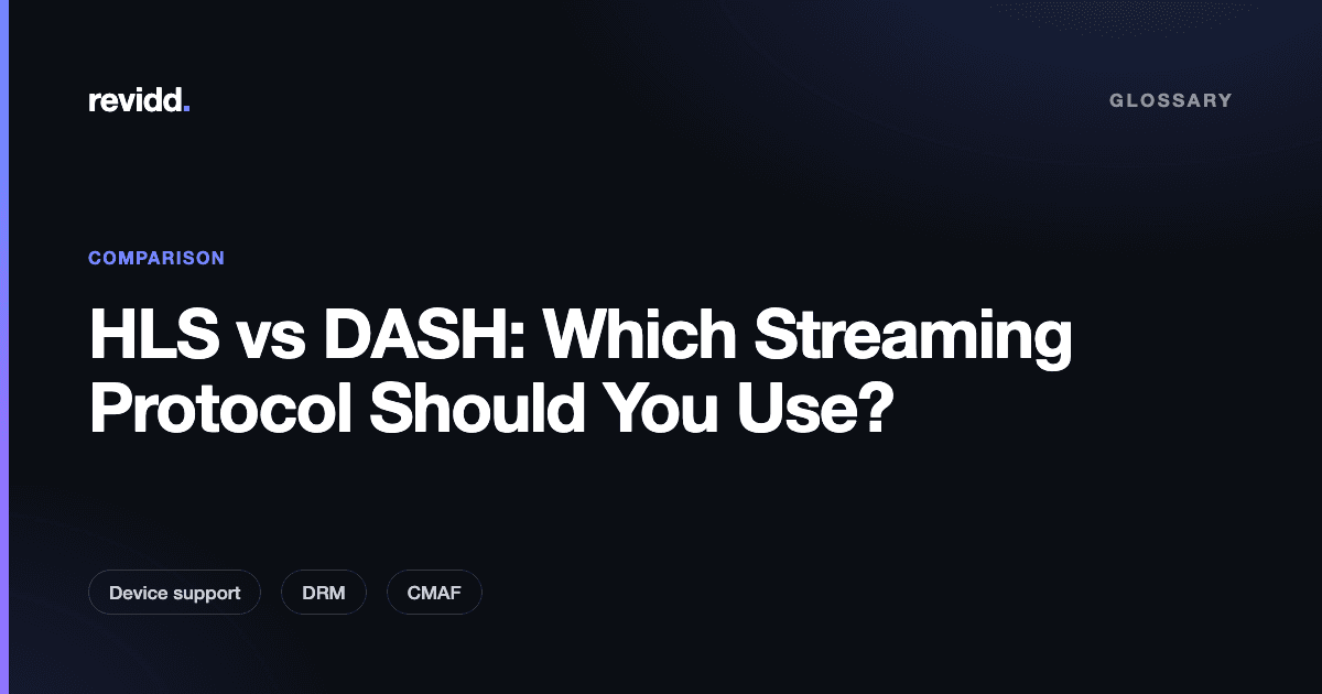 Comparison graphic showing HLS and MPEG-DASH streaming protocols converging through a single CMAF source for OTT delivery