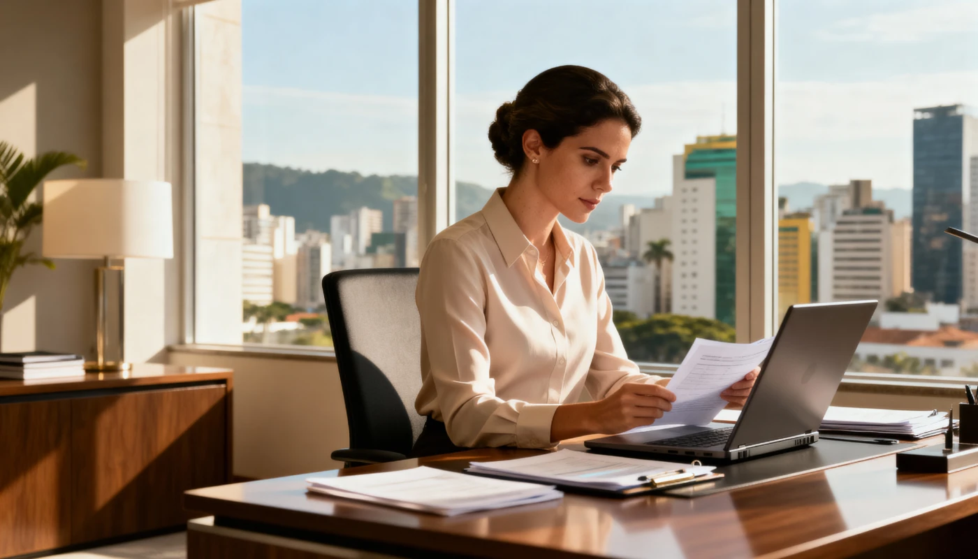 imagem de uma contadora no escritório