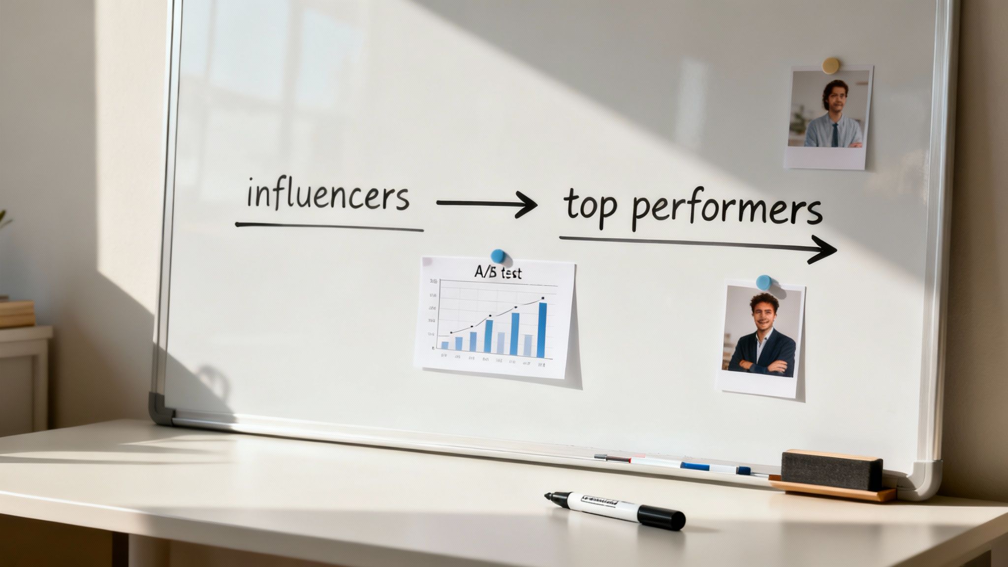 A person using a laptop with charts and graphs on the screen, optimizing an influencer campaign.