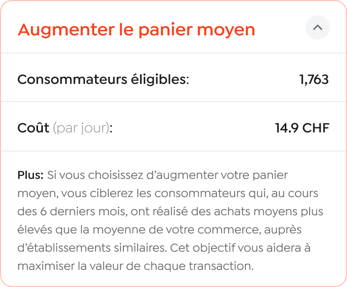 Carte de promotion de chocolat offrant 50 % de réduction sur les pains avec fonctionnalité de campagne marketing ciblée