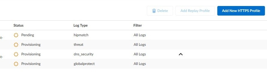SCM profile status list showing Pending and Provisioning states.