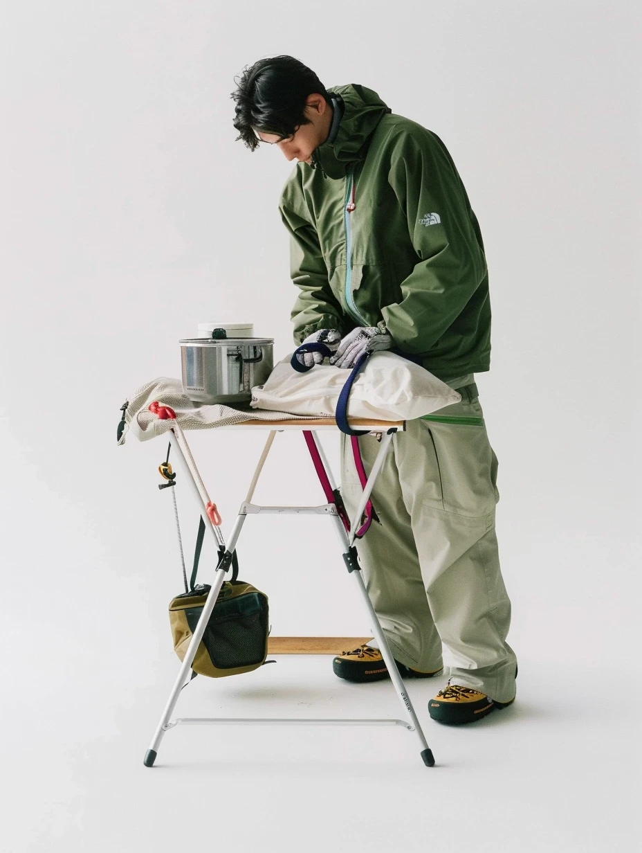 Man with campiing equipment