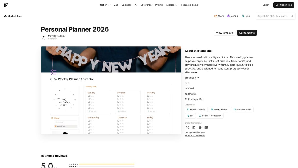 7 Best Week Planner Notion Template Picks for 2026 - Personal Planner 2026 – May Be Its Him