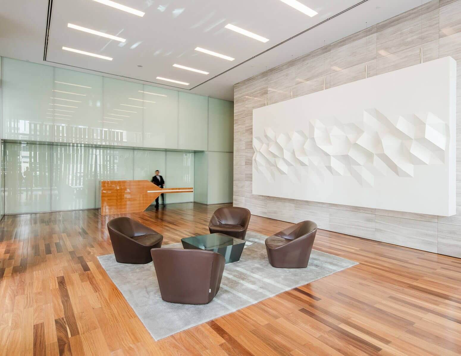 Modern luxury lobby and reception area at Rolex Tower, perfect for high-end real estate service and hospitality.