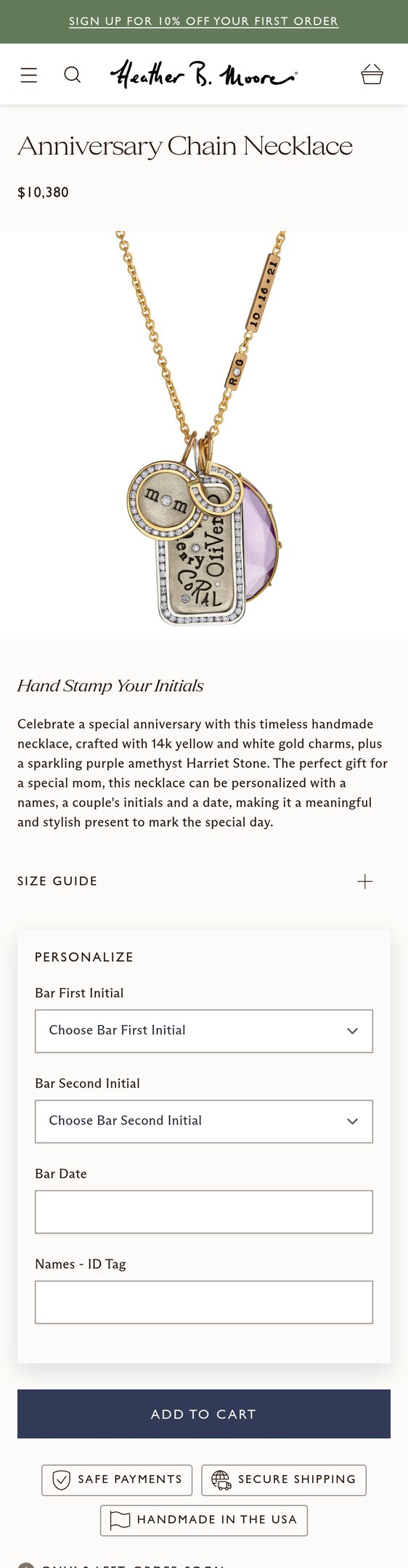 Jewelry product options include: necklace, pendant, chain for Anniversary Chain Necklace from Heather B. Moore.