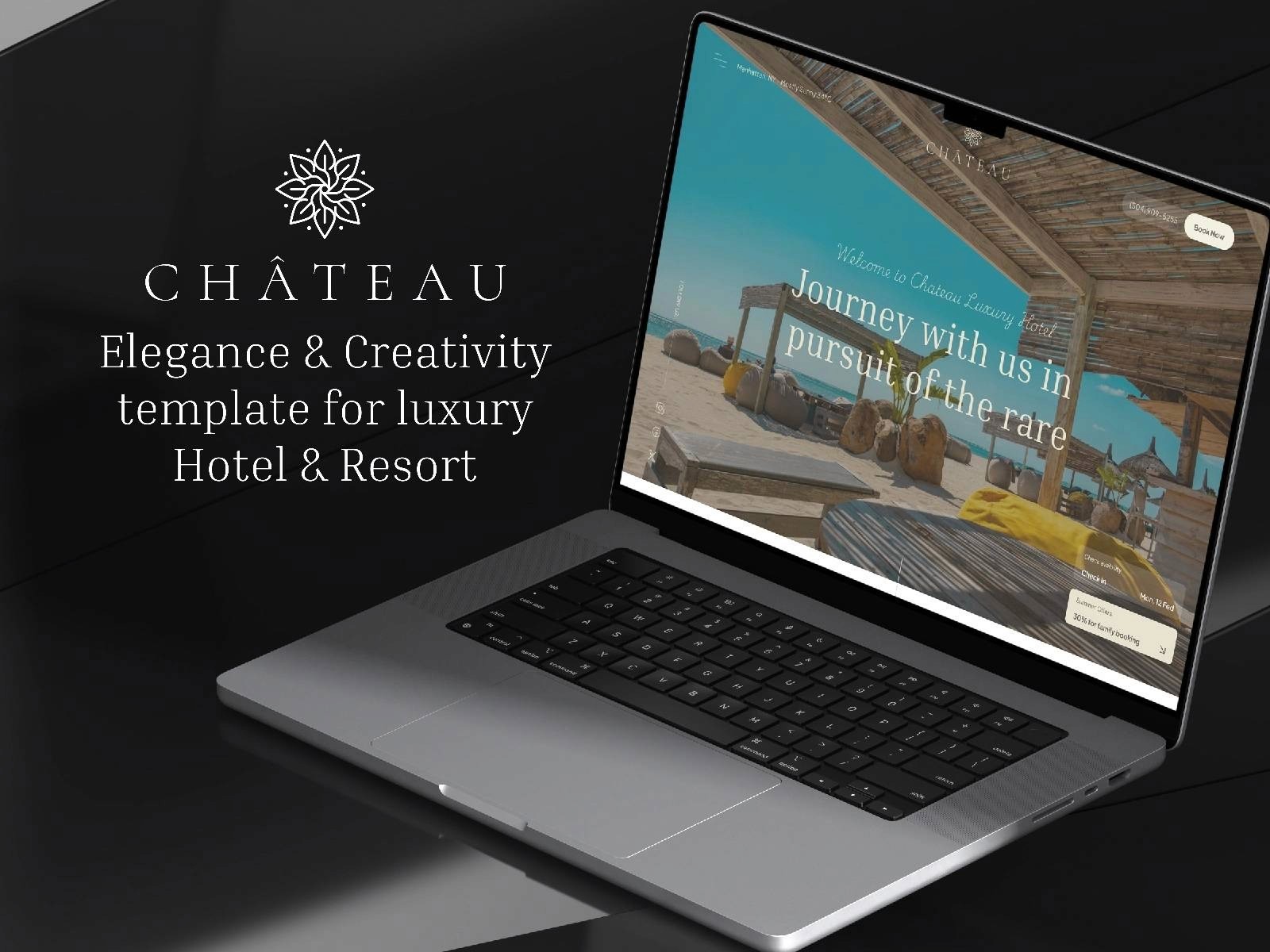 The Chateau hotel and resort website template in Framer