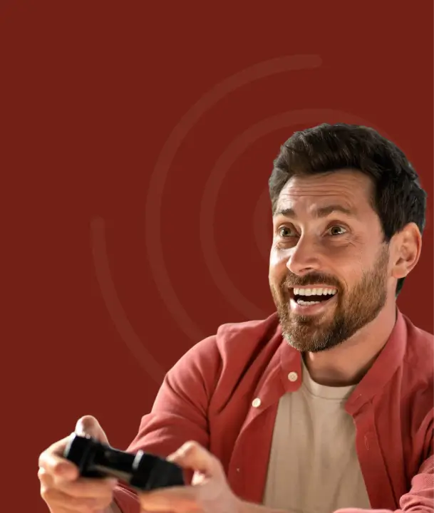 Man holding video game controller