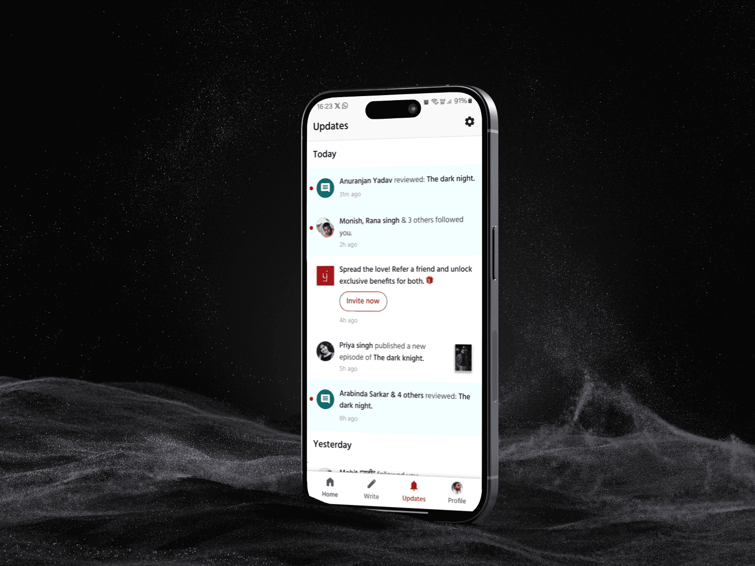 Transactional notifications for writers on Pratilipi