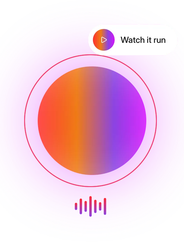 AI interviewer orb with live waveform