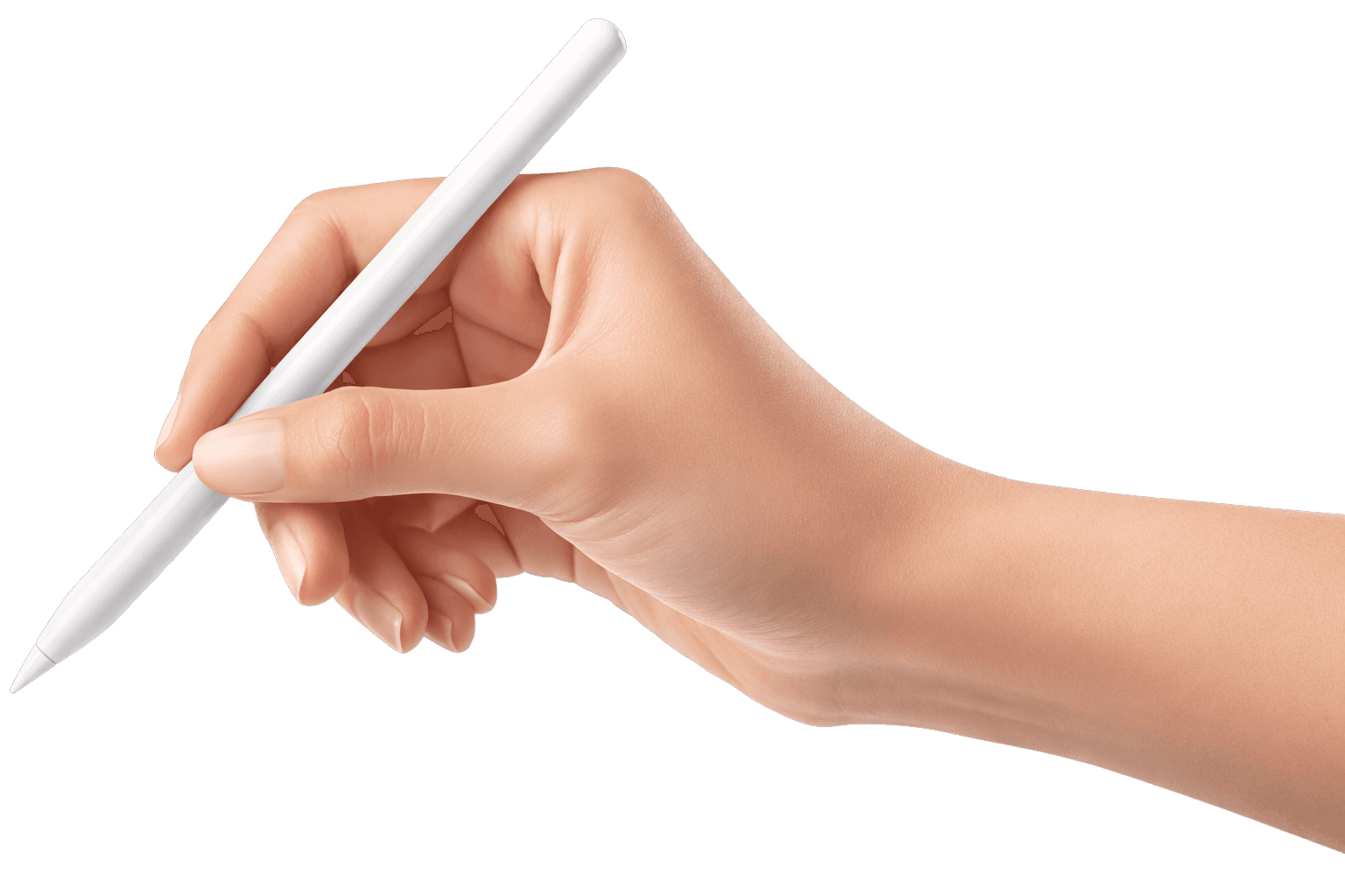 A hand holding a black pen, poised to write or draw on a surface.