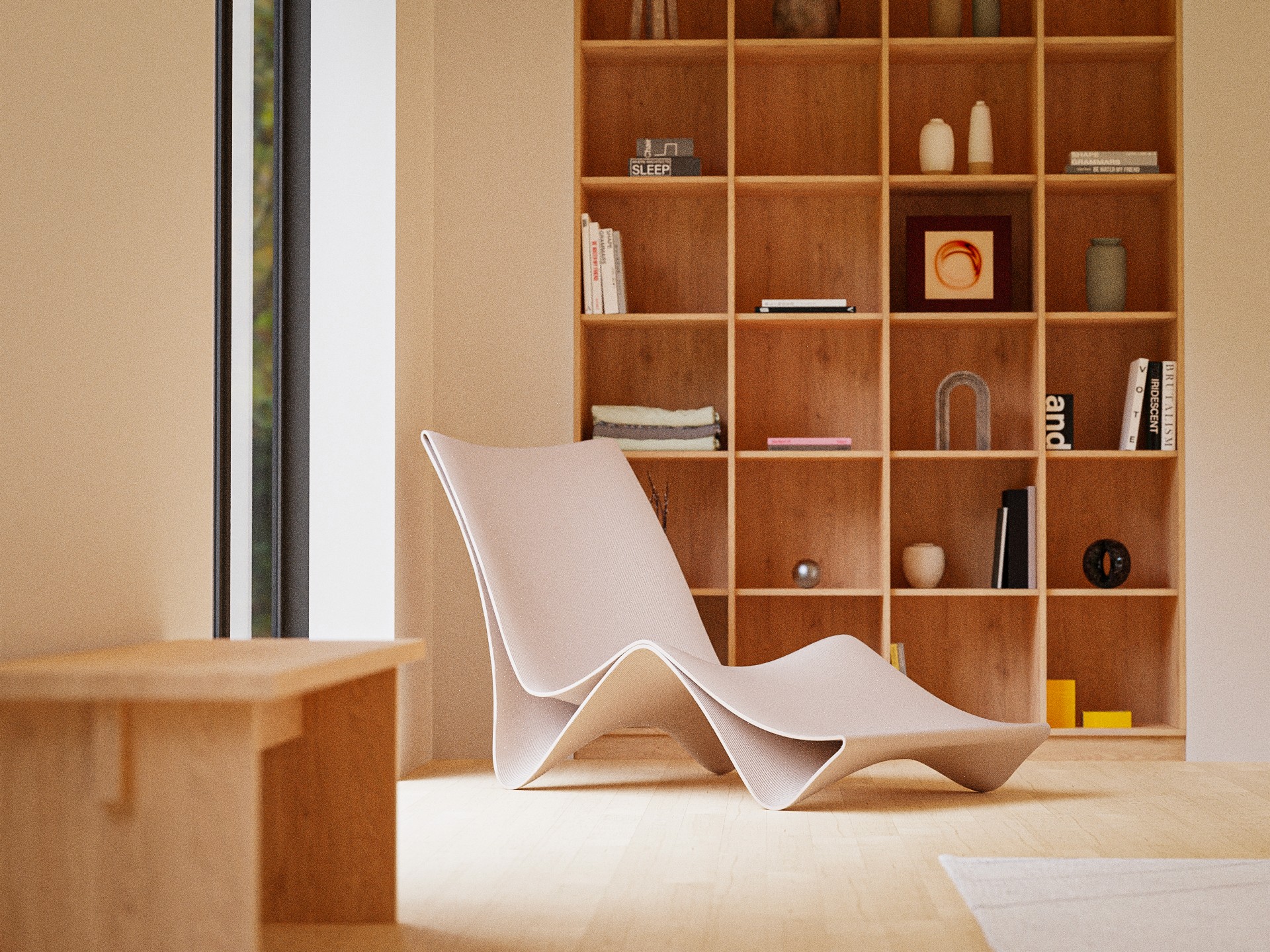Curva Chaise Lounge Chair in modern interior, designed by noknok studio