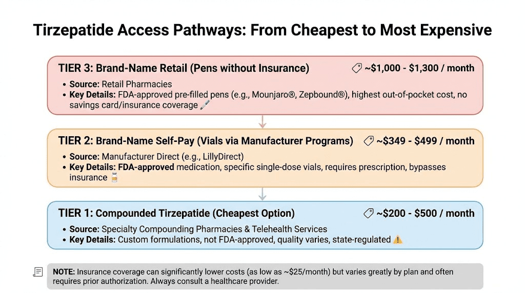 Complete tirzepatide pricing guide all access pathways compared