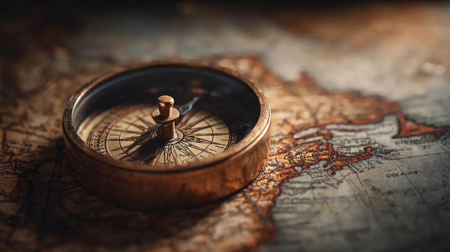 A compass lays on a map of Canada.