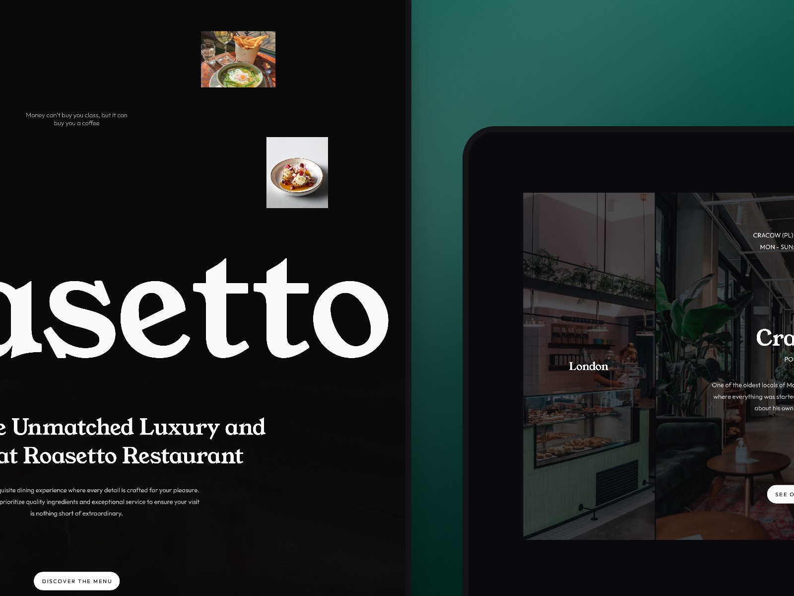 Roasetto — 现代专业餐饮品牌网站设计灵感