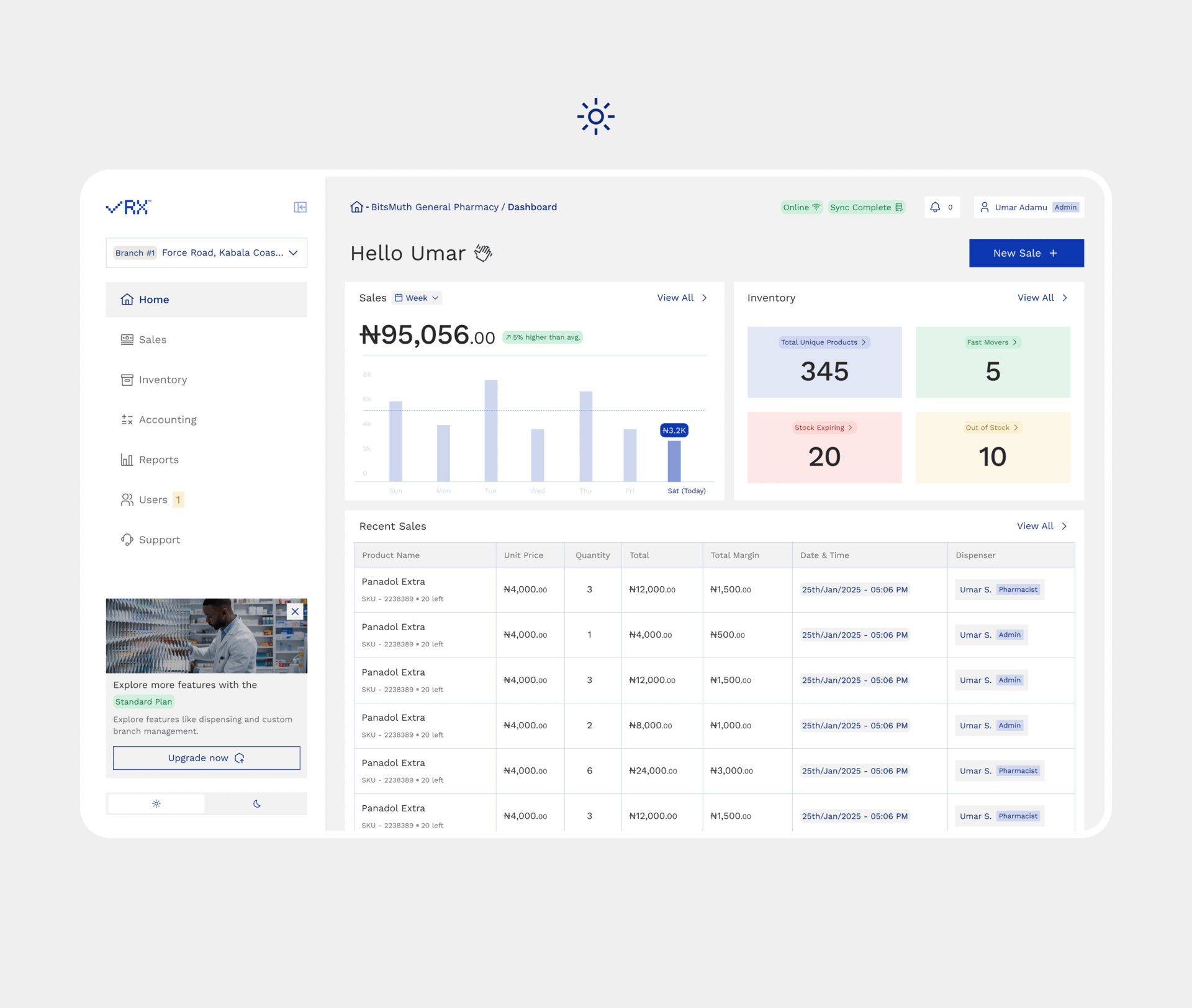 Main Page Snapshot, Light and Dark Mode