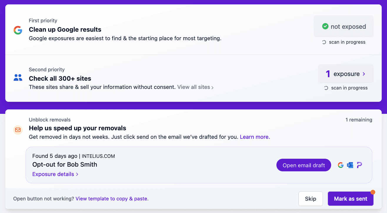 Kanary's fast-draft email for opt-outs