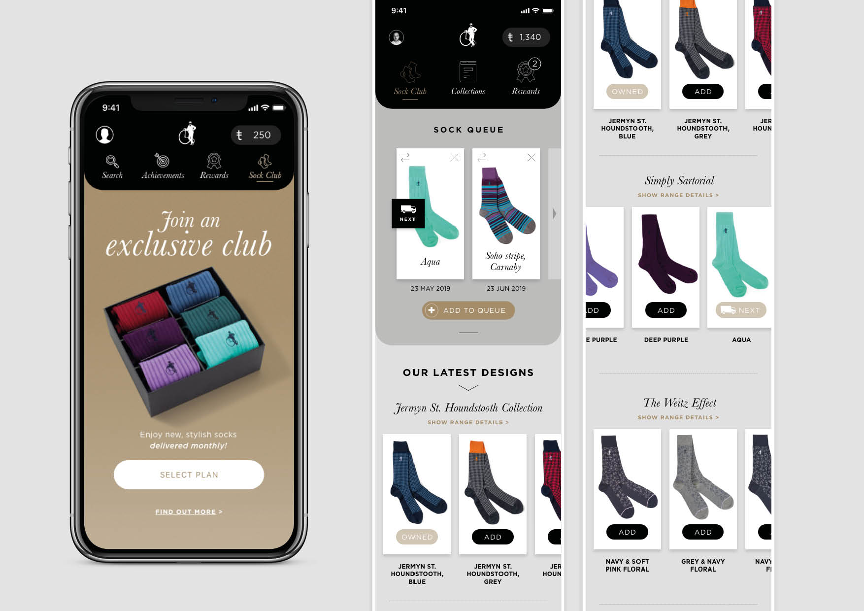 London sock company UI design products pages