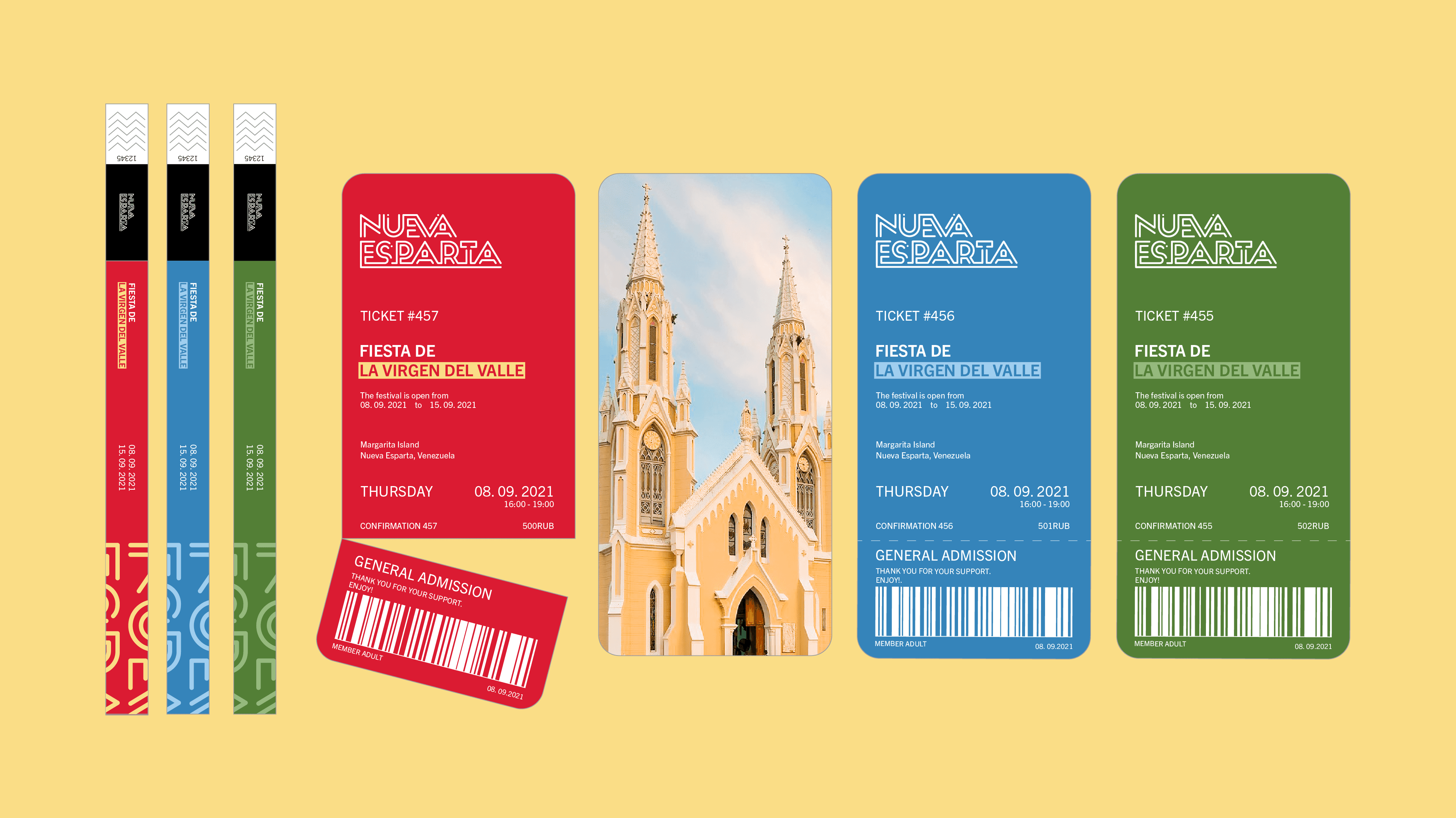 Ticket desing for events happening in Nueva Esparta.