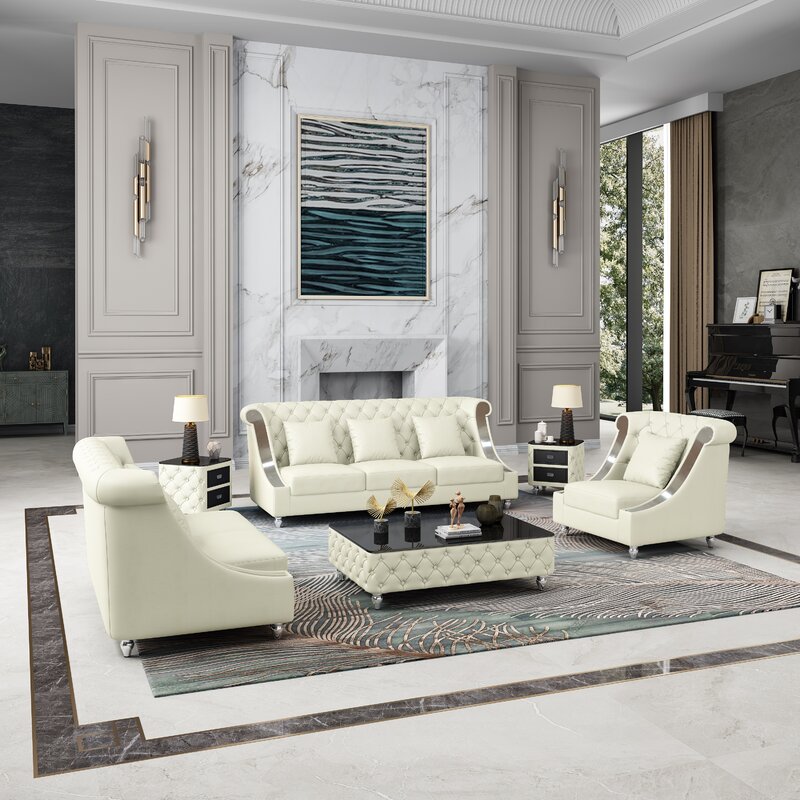 Mayfair leather living room set featuring premium leather upholstery, perfect for a stylish and luxurious home.