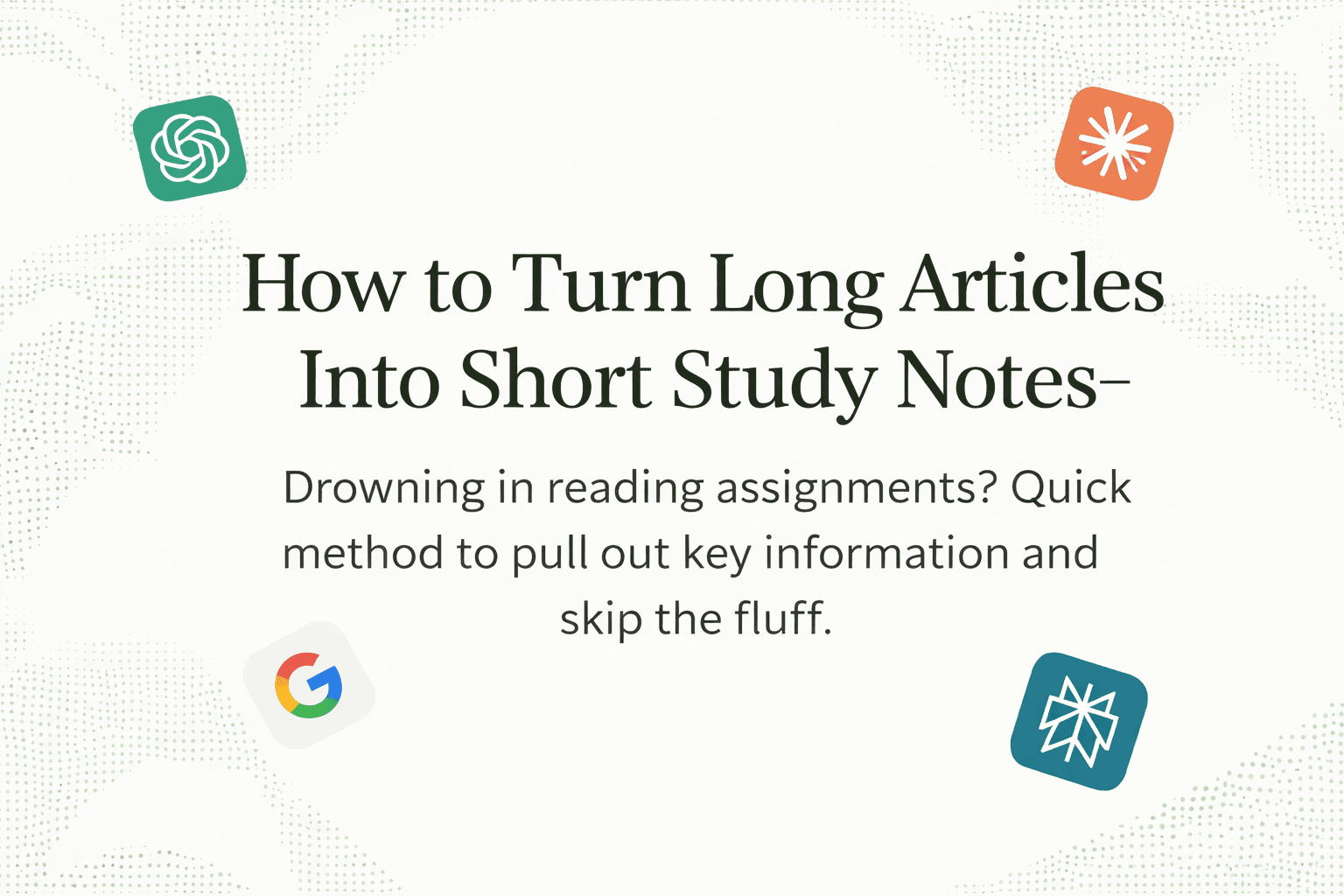 image of minimalist study graphic, How to Turn Long Articles Into Short Study Notes, abstract shapes and subtle study icons