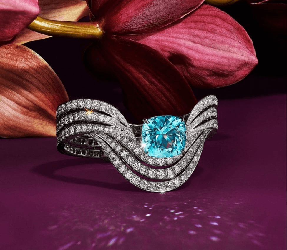 Bracelet orchid and paraiba with diamond