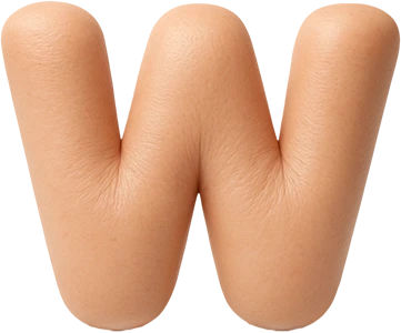Buchstabe W mit Wurst-Oberfläche