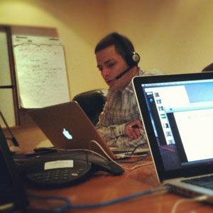 Photograph of Tucows Employee hosting webinar