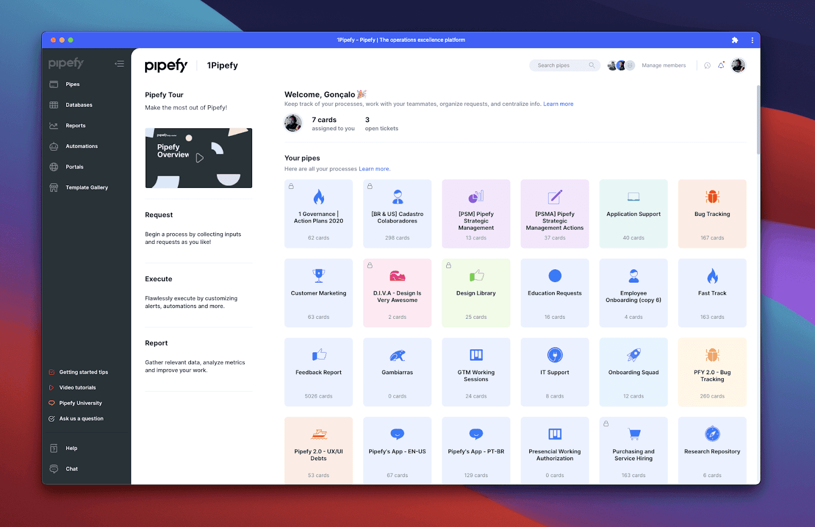 Pipefy workflow dashboard