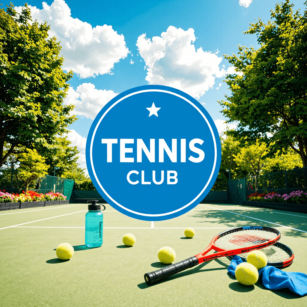 product photography of round tennis club badge