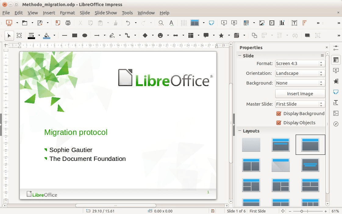 Creating a presentation in LibreOffice