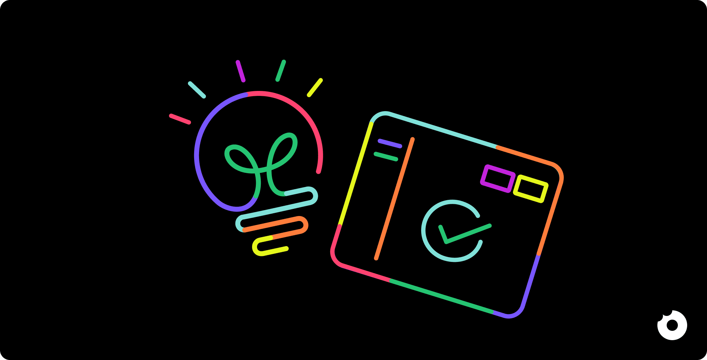 Abstract illustration combining a lightbulb and a UI card with a checkmark, representing ideas validated in practice