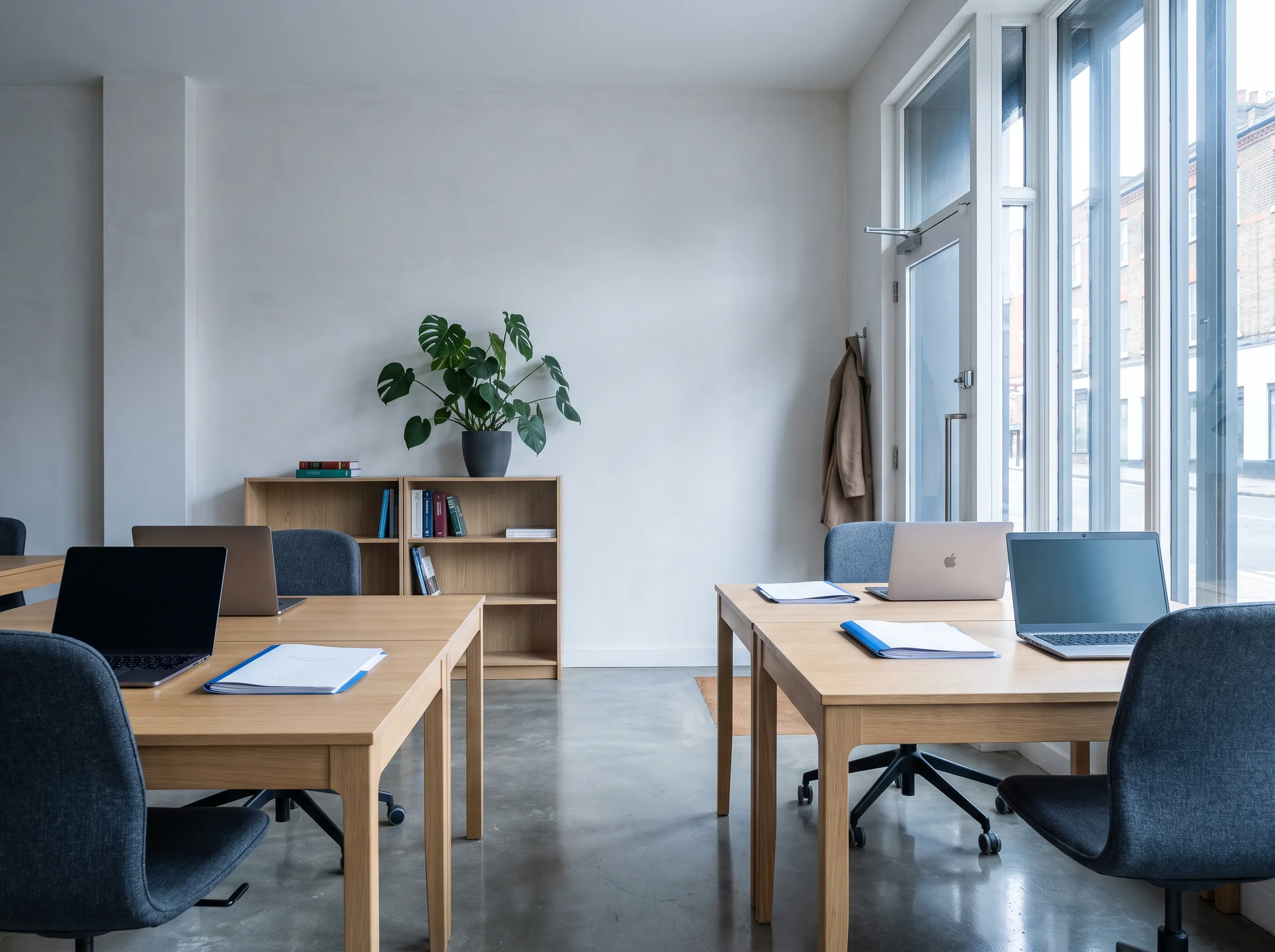 Inside the Kingston office, daylight through the shopfront glazing