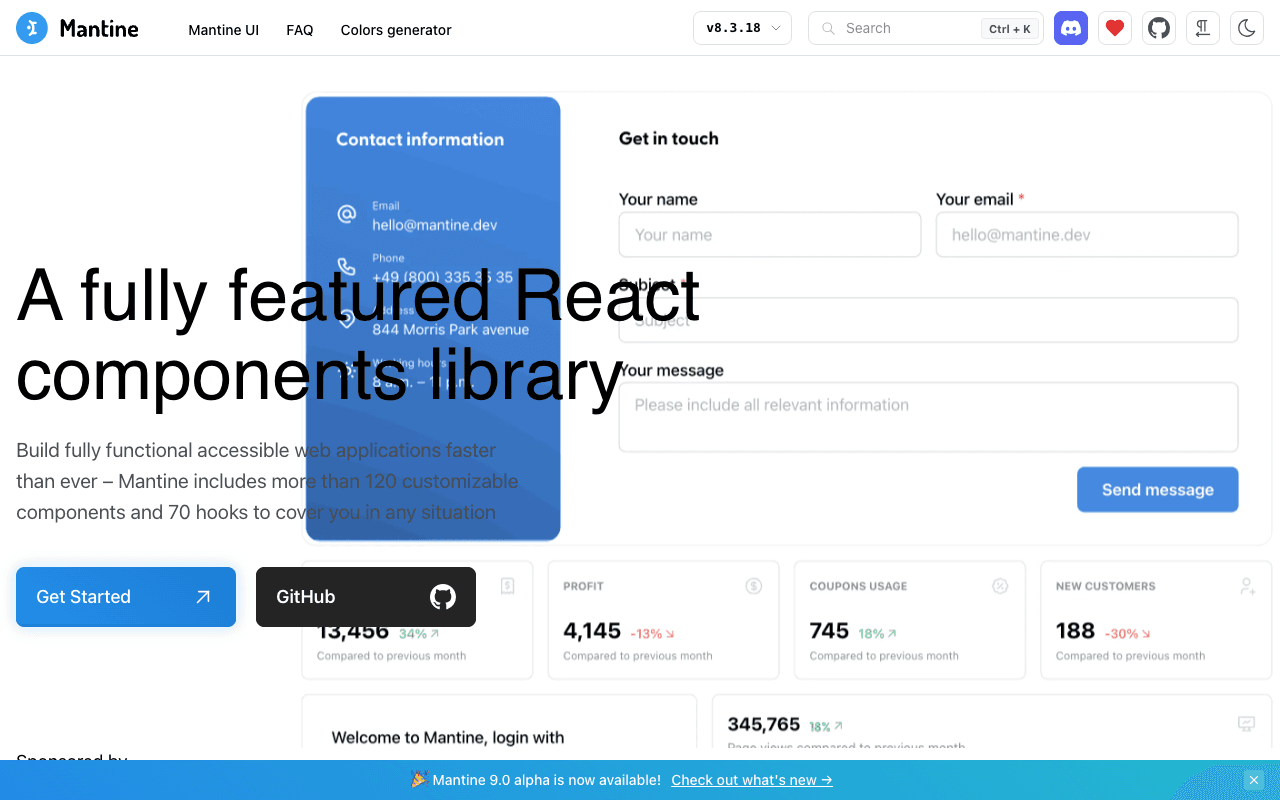 Mantine екранна снимка