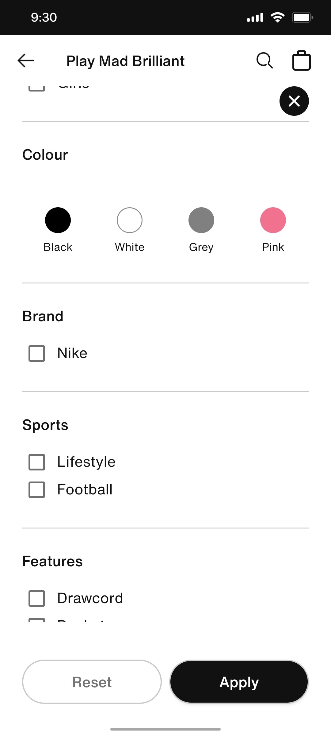 Nike App  Apply Screen
