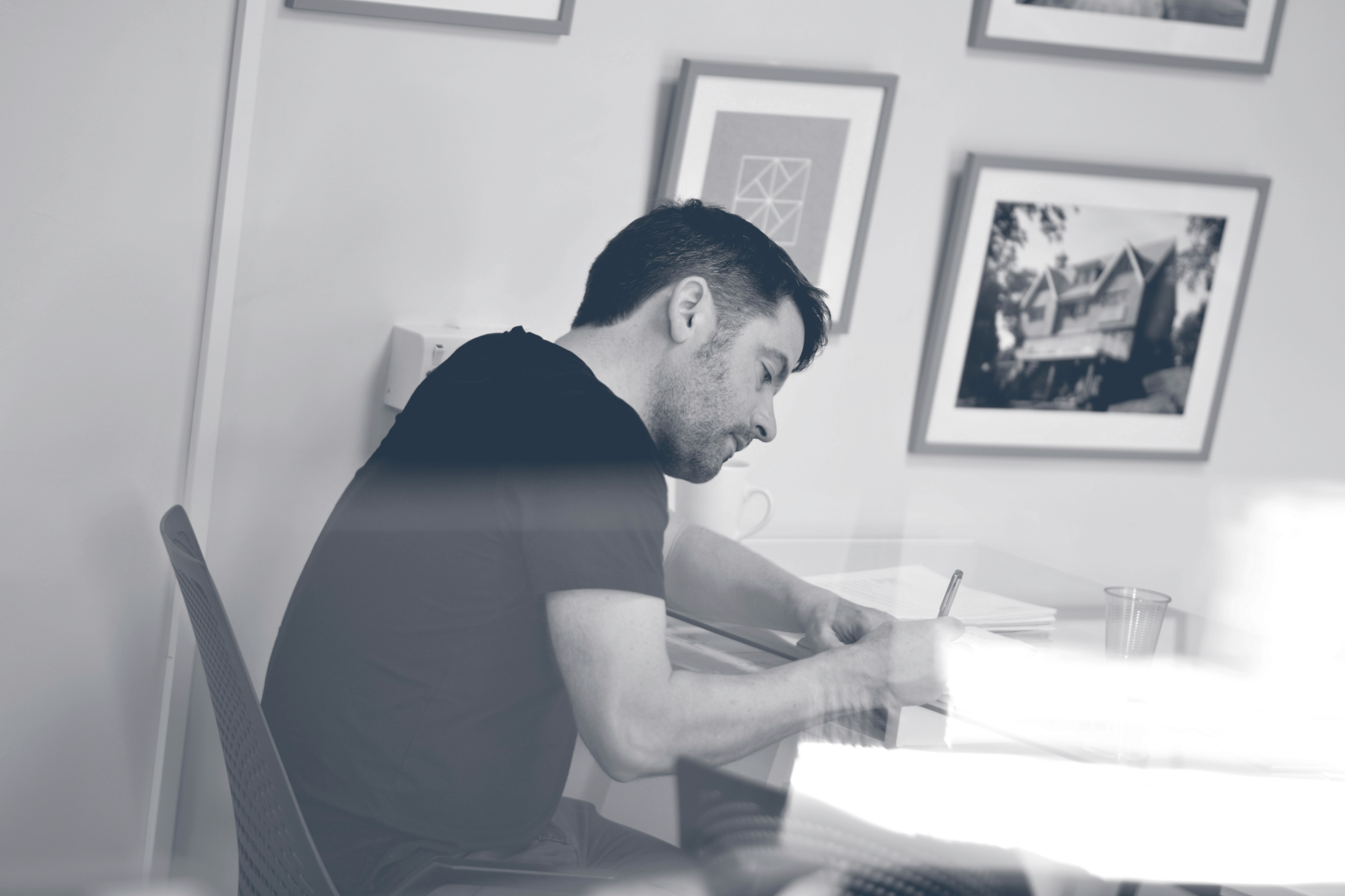 Russell Harvey working in the Bastion studio