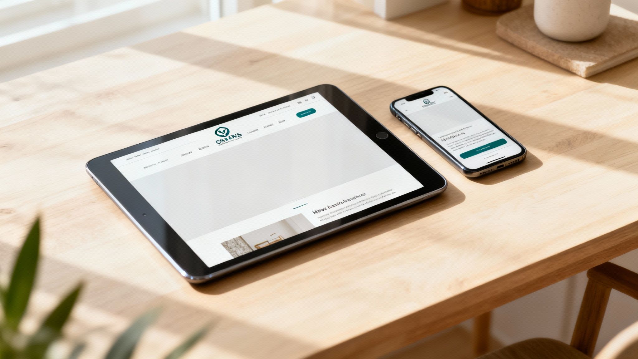 A stylish, modern website design shown on a laptop screen, representing a small business's digital shop window.
