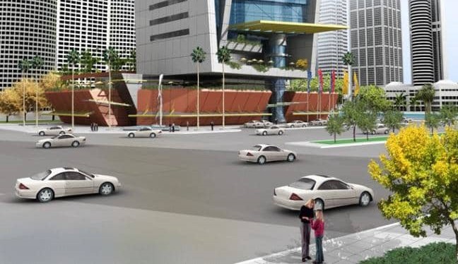 Architectural rendering of a luxury commercial project. 