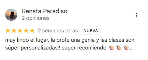 Reseña de 5 estrellas de Renata de MZ Pilates en Google