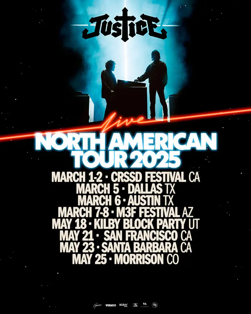 Justice 2025 North American Tour poster.