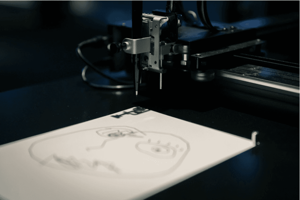 A finished caricature portrait of a visitor to Bot-I-Celli