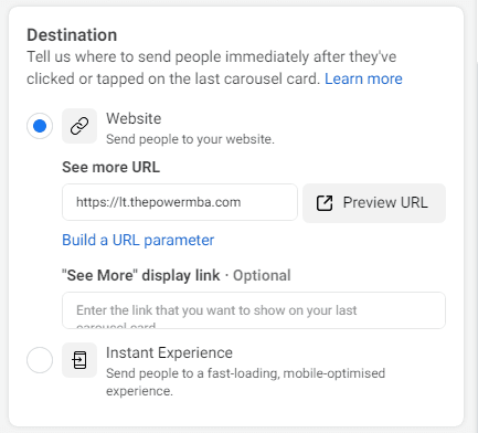 Destination profiles