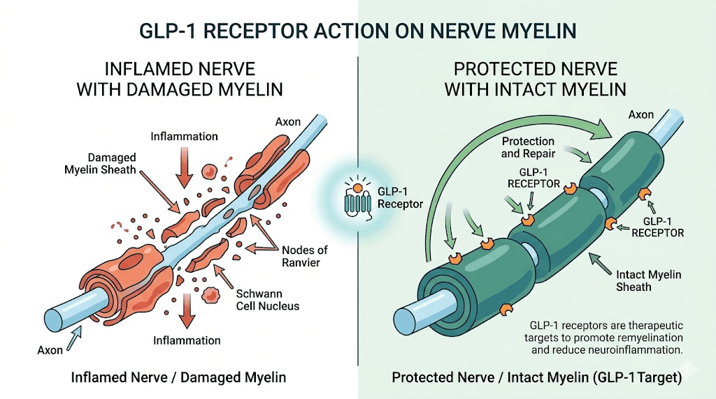 Semaglutide GLP-1 receptor agonist protecting myelin sheath in multiple sclerosis